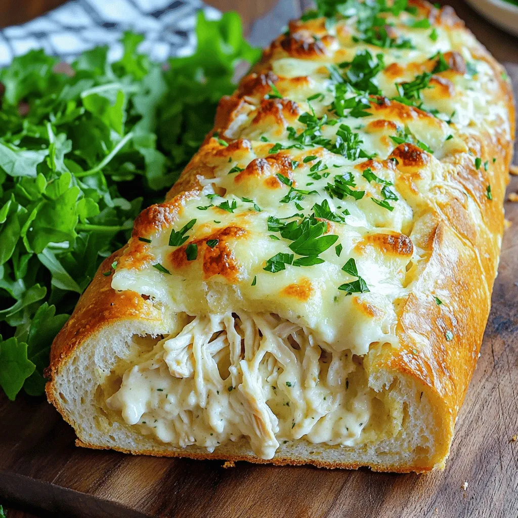 Mouthwatering Chicken Alfredo Stuffed Garlic Bread
