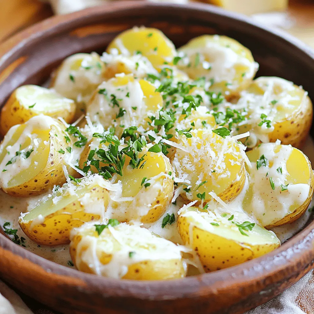 Easy Creamy Garlic Sauce Baby Potatoes Delightful Dish