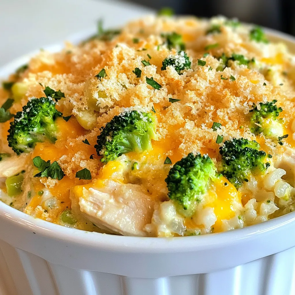 Cheesy Broccoli Chicken Rice Casserole Comfort Meal