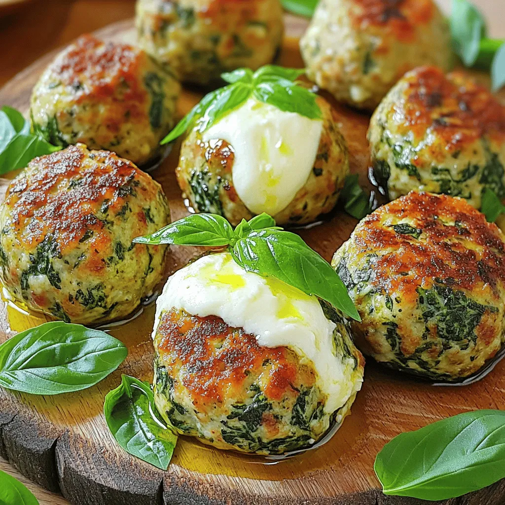 Savory Spinach Garlic Mozzarella Meatballs Recipe