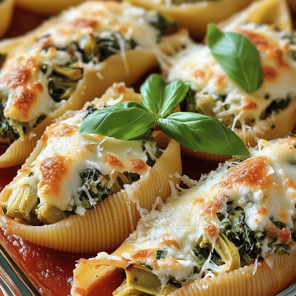 Cheesy Spinach Artichoke Stuffed Shells Delight