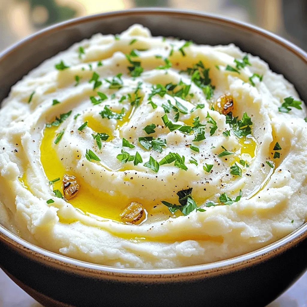 Roasted Garlic Mashed Cauliflower Creamy Comfort Dish
