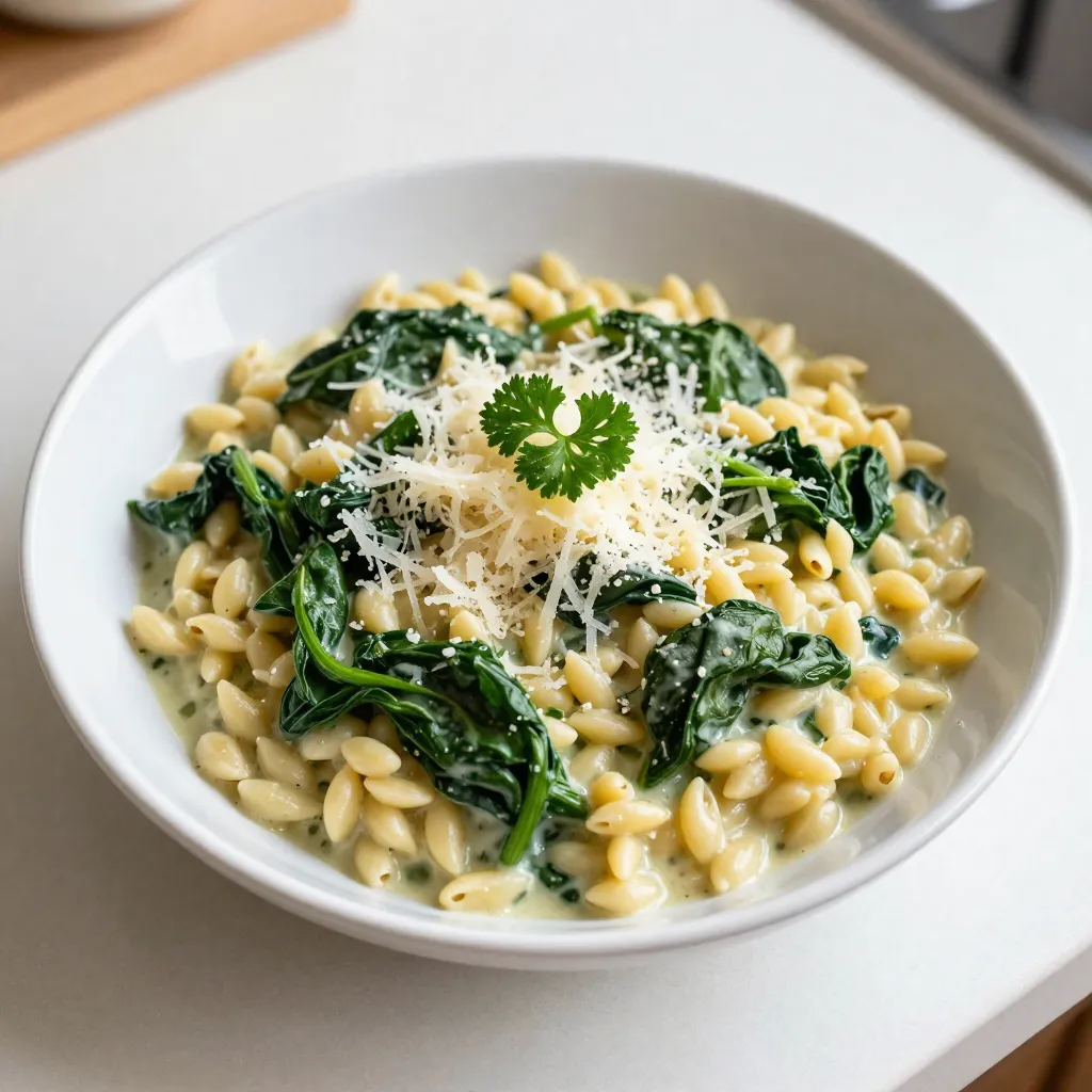 Creamy Spinach Parmesan Orzo Delightful One-Pot Meal