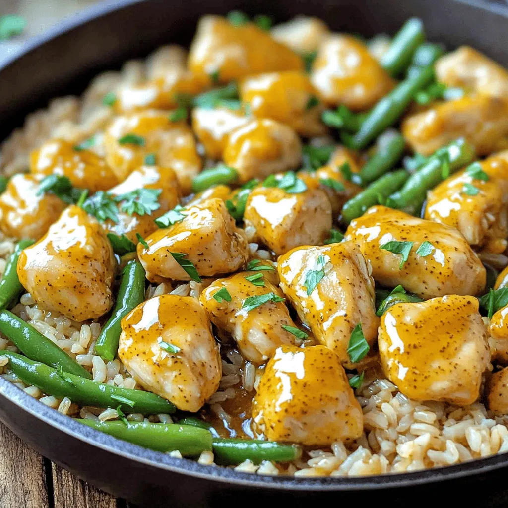 Honey Mustard Chicken and Rice Skillet Delight