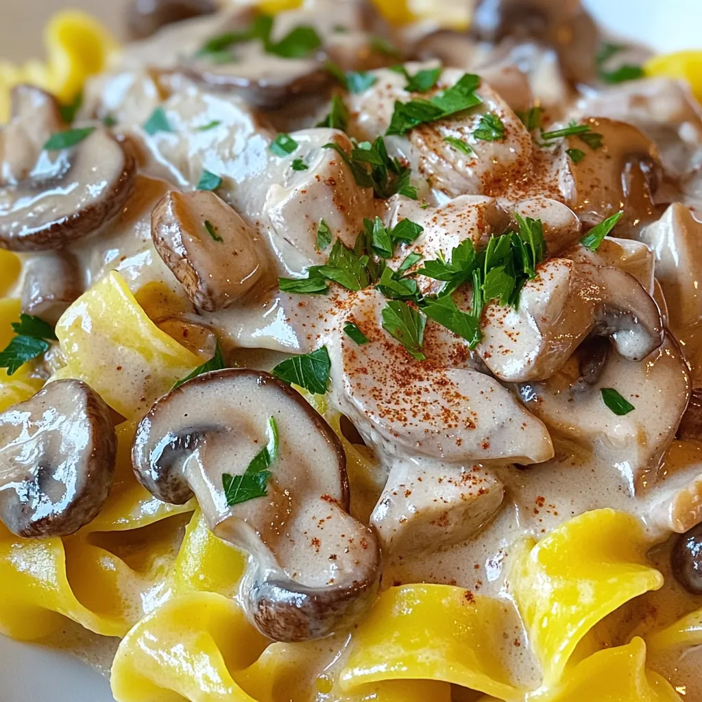 Mushroom Stroganoff Egg Noodles Slow Cooker Delight