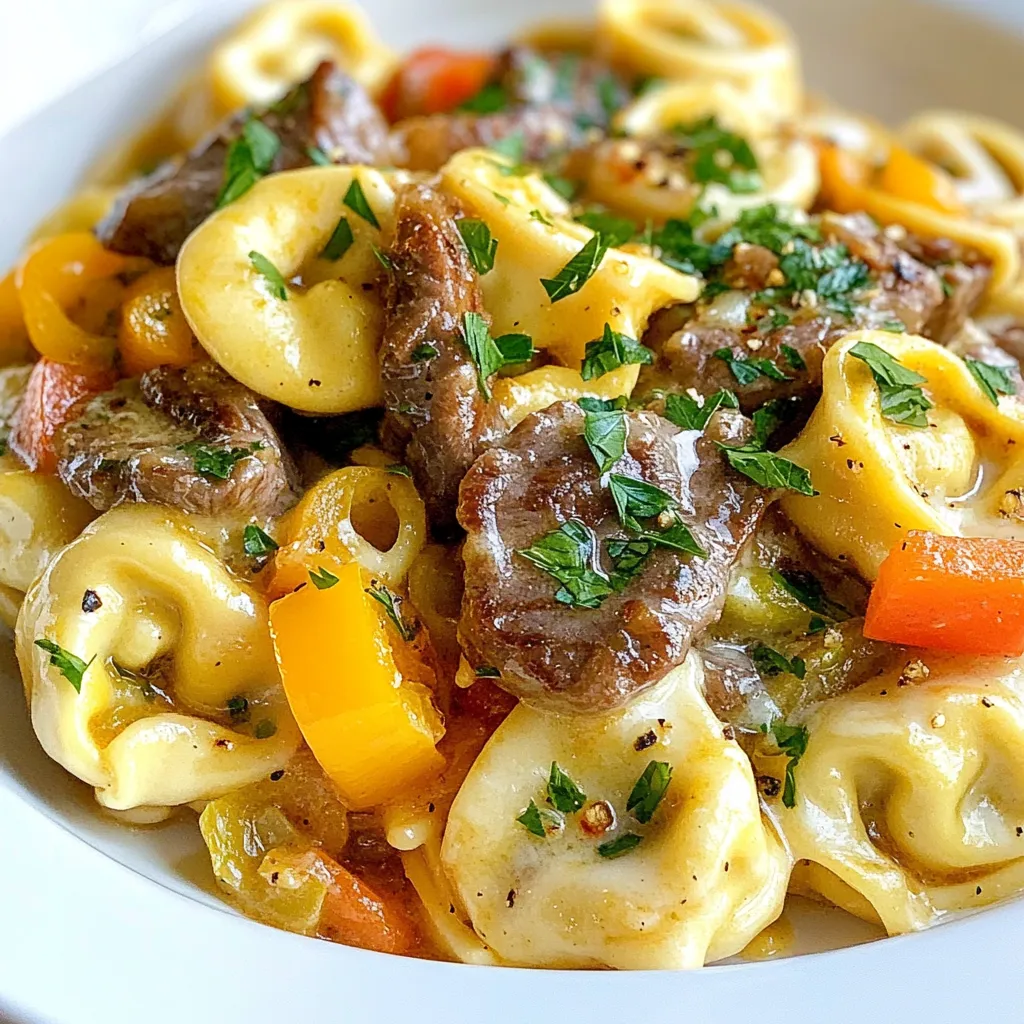 Cheesesteak Tortellini in Provolone Sauce Delight