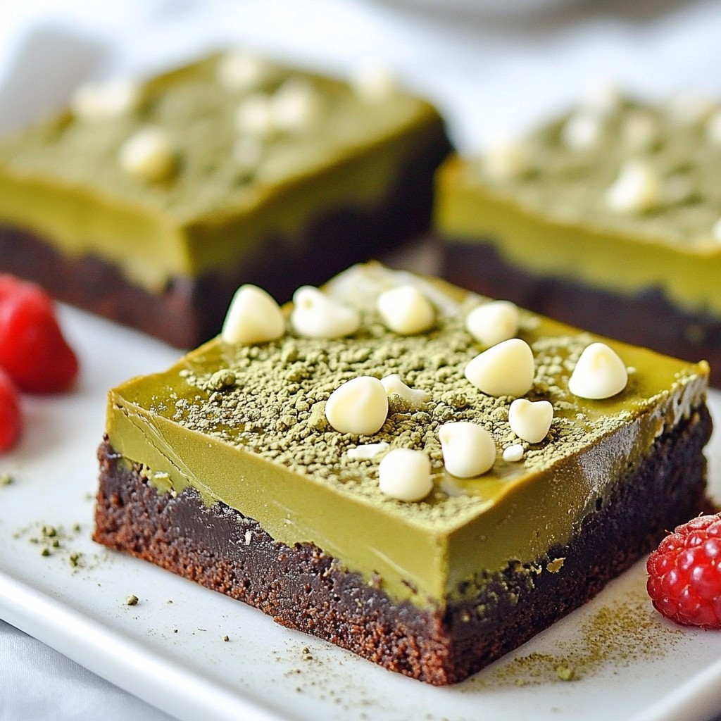 Matcha White Chocolate Brownies Decadent Dessert Treat