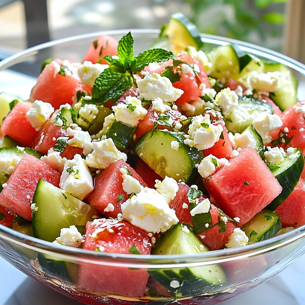 Cucumber Watermelon Feta Salad Fresh and Tasty Dish