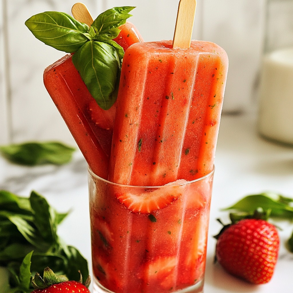 Strawberry Basil Lemonade Pops Refreshing Frozen Treat