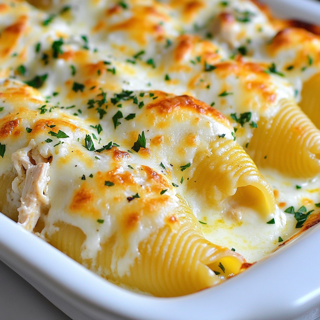 Savory Chicken Alfredo Stuffed Shells Dinner Treat