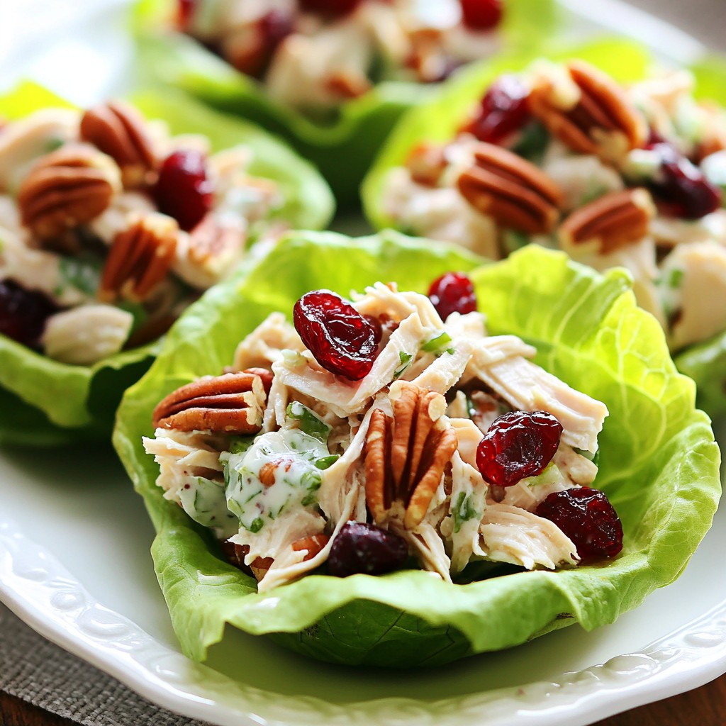 Cranberry Pecan Chicken Salad Lettuce Cups Delight