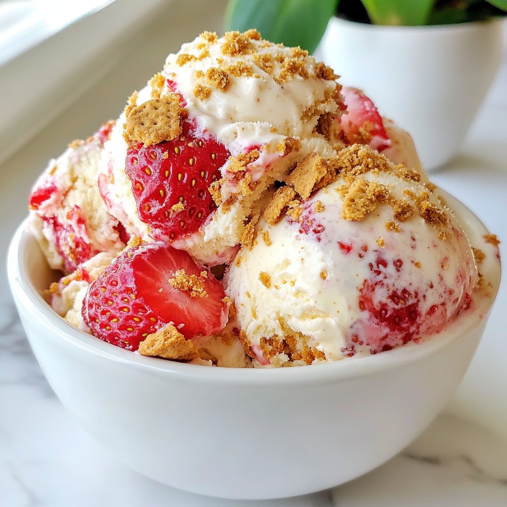 No-Churn Strawberry Cheesecake Ice Cream Delight