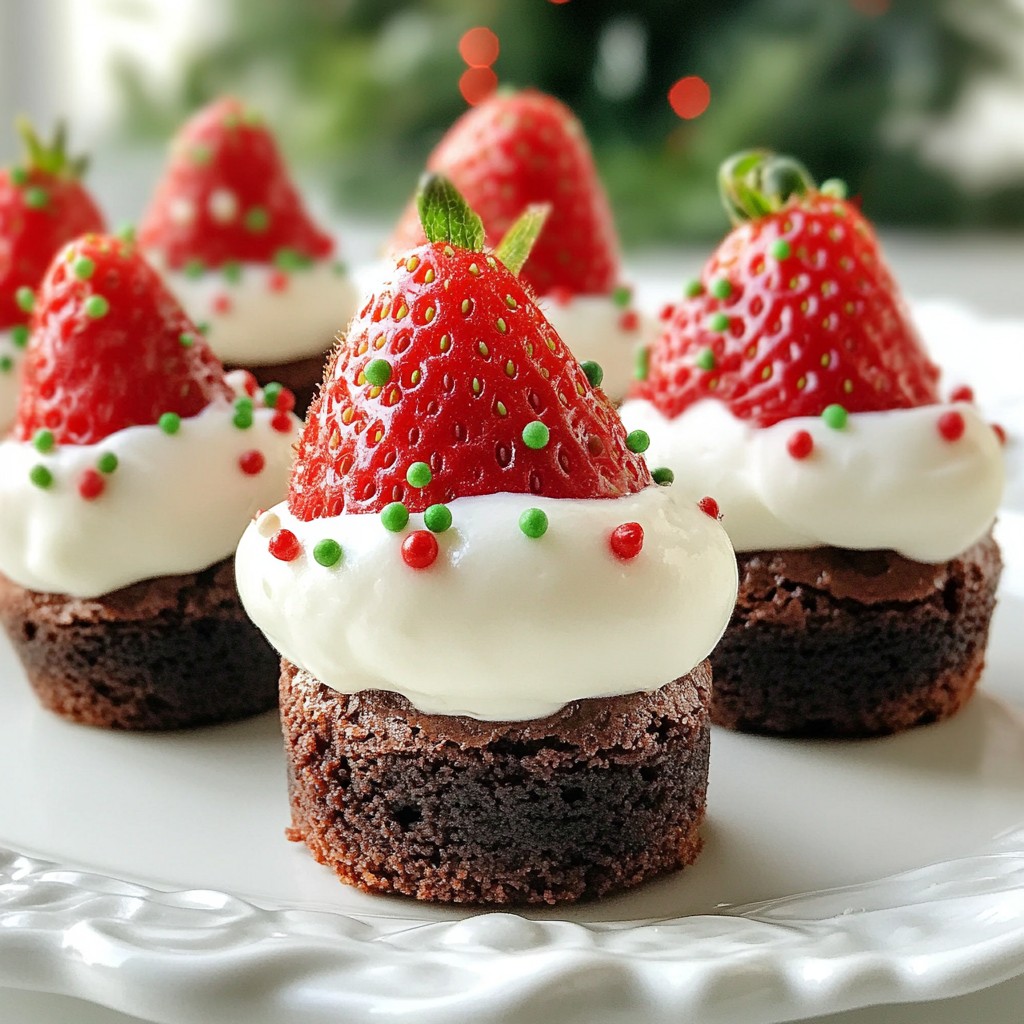 Santa Hat Brownie Bites Holiday Treat Delight