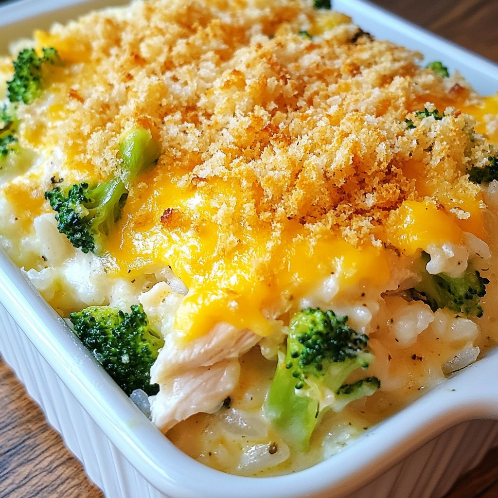 Cheesy Chicken Broccoli Rice Casserole Delight