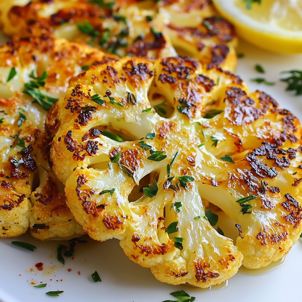 Garlic Herb Roasted Cauliflower Steaks Delightful Dish