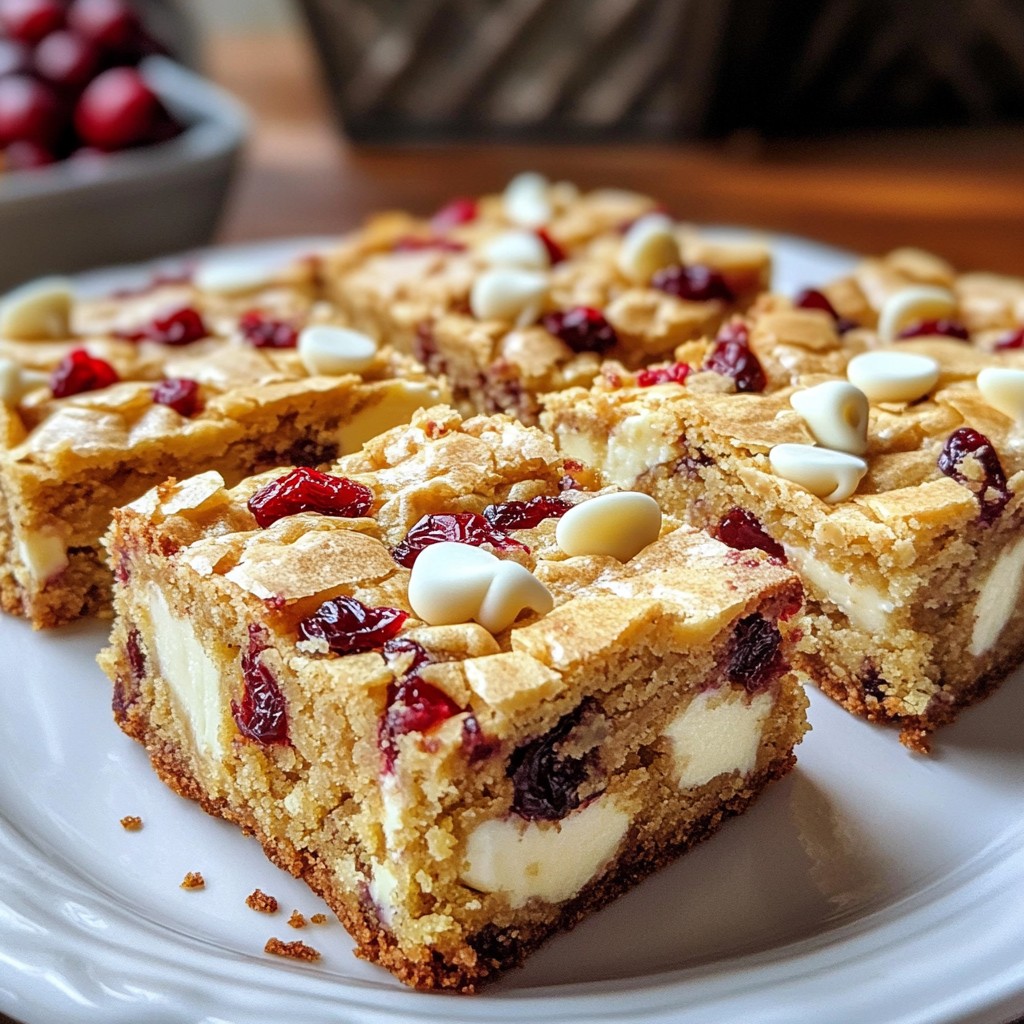 White Chocolate Cranberry Blondies Delicious Treat
